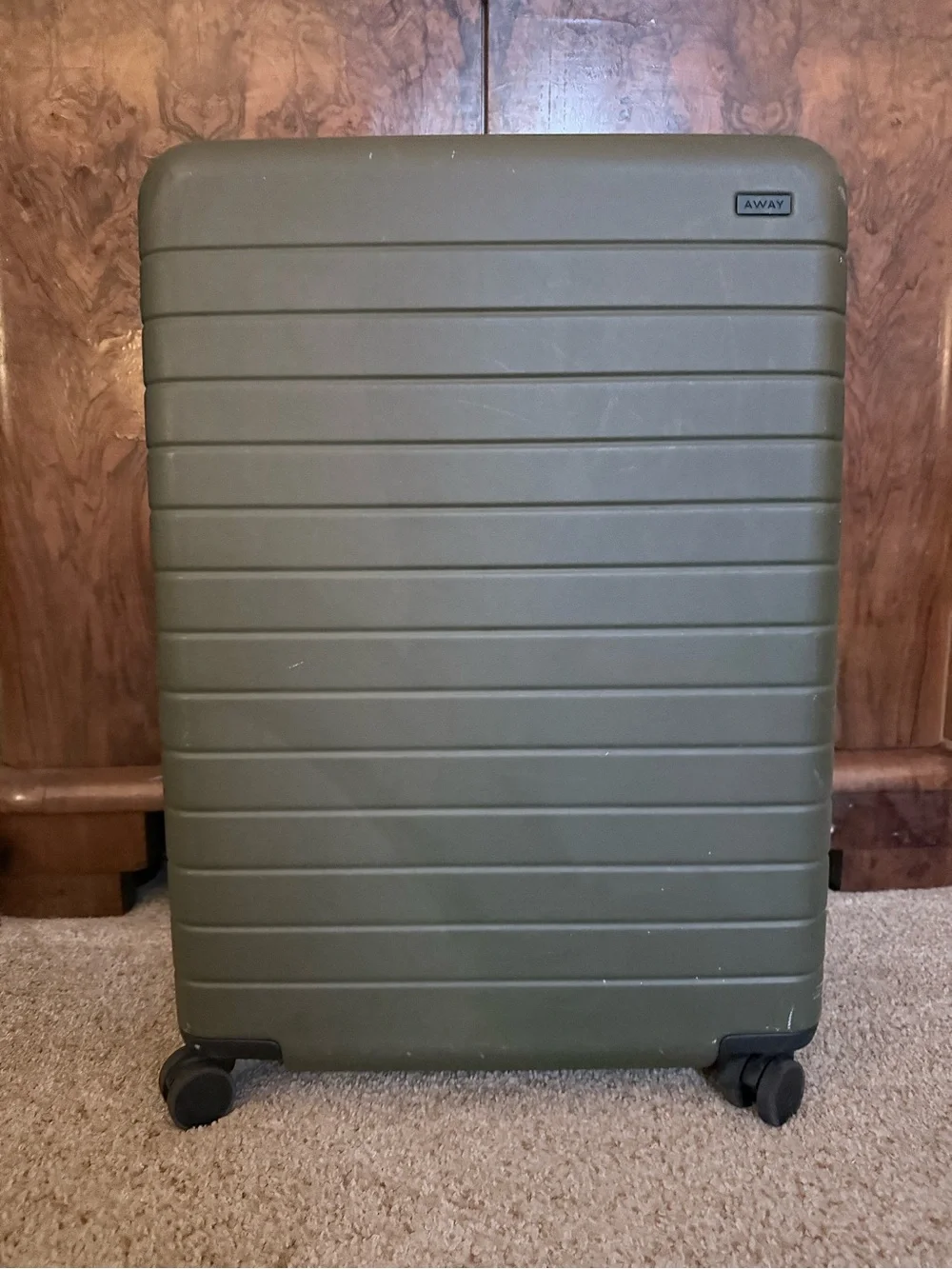 Away Olive Green Hard-Shell Spinner Luggage